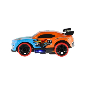 Auto RC sportovní plast 2,4GHz 13cm na baterie oranžové v krabici 24x12x14cm