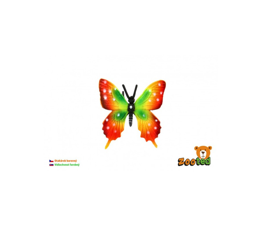 Motýl tropický Papilio/otakárek barevný zooted plast 6cm v sáčku