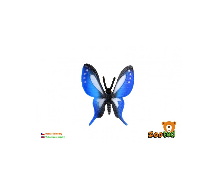 Motýl tropický Papilio/otakárek modrý zooted plast 5cm v sáčku