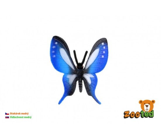 Motýl tropický Papilio/otakárek modrý zooted plast 5cm v sáčku