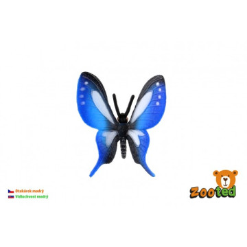 Motýl tropický Papilio/otakárek modrý zooted plast 5cm v sáčku