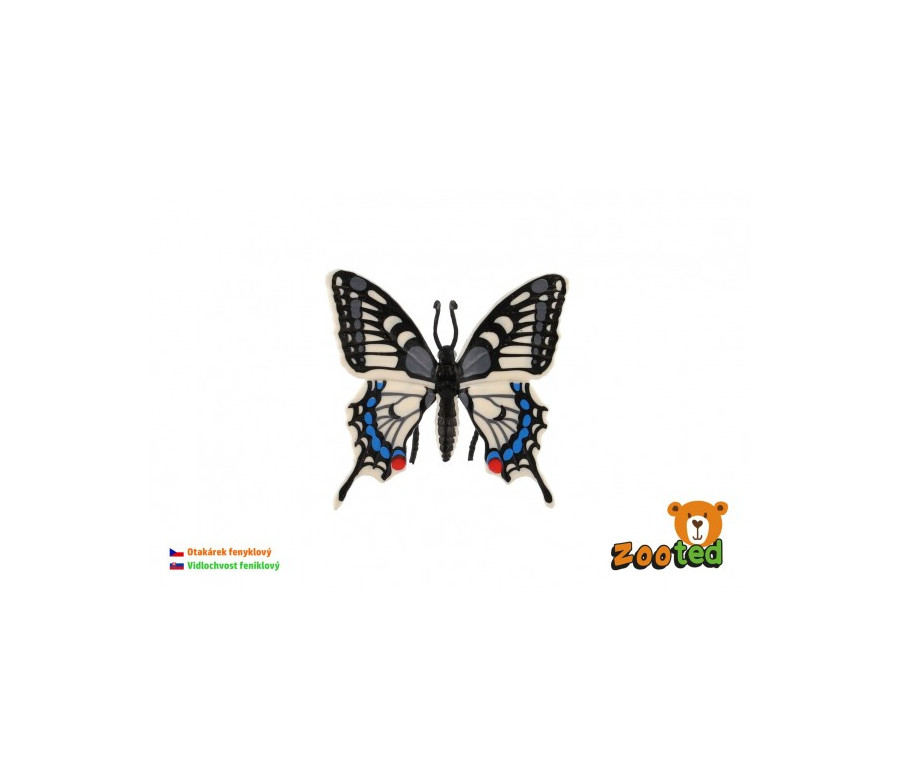 Motýl tropický Papilio/otakárek fenyklový zooted plast 8cm v sáčku