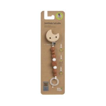 Soother Holder Wood/Silicone Little Universe moon rust