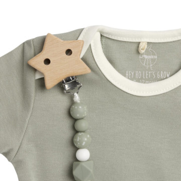 Soother Holder Wood/Silicone Little Universe star olive