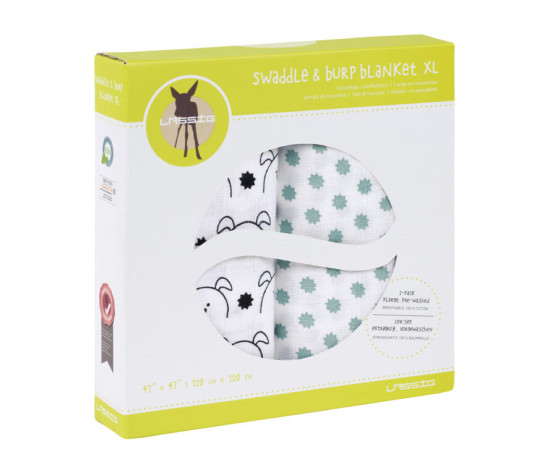 Swaddle blanket 120x120 2023 Little Chums dog