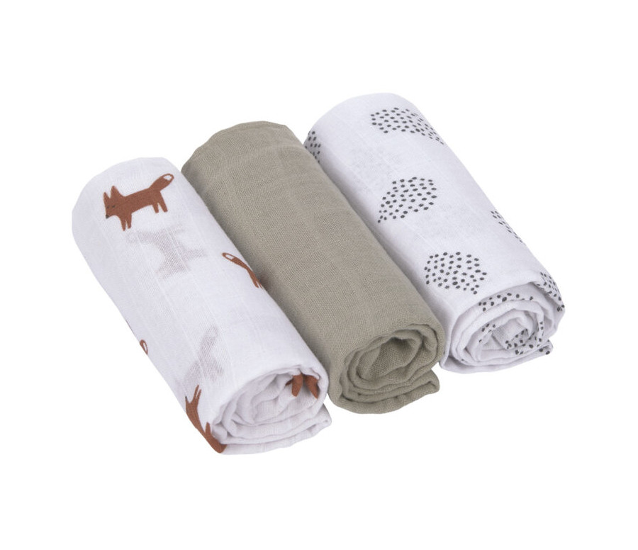 Swaddle Burp blanket 60x60 Little Forest fox