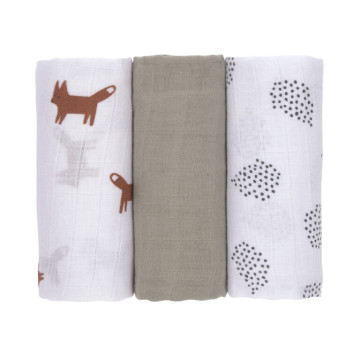 Swaddle Burp blanket 60x60 Little Forest fox