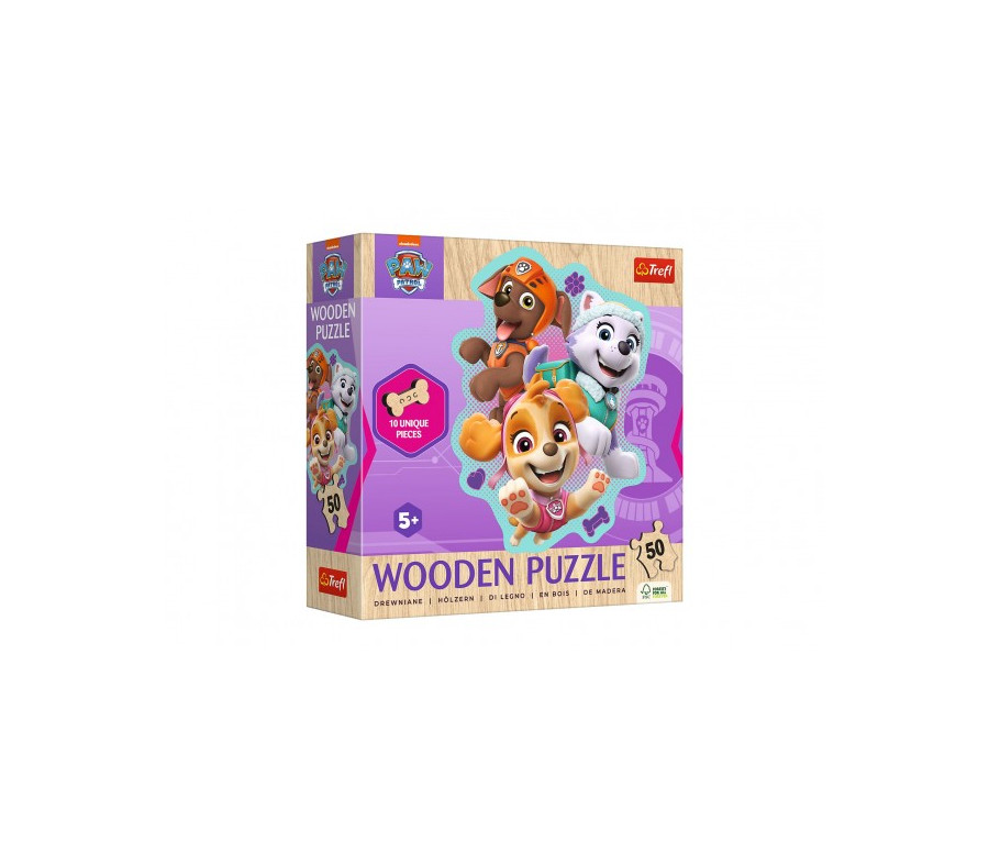 Puzzle dřevěné nepravidelné tvary Tlapková patrola/Paw Patrol 50 dílků 20x26,1cm v krabici 20x20x6cm