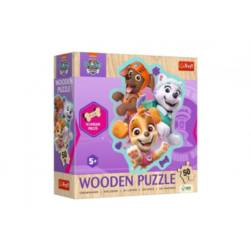 Puzzle dřevěné nepravidelné tvary Tlapková patrola/Paw Patrol 50 dílků 20x26,1cm v krabici 20x20x6cm