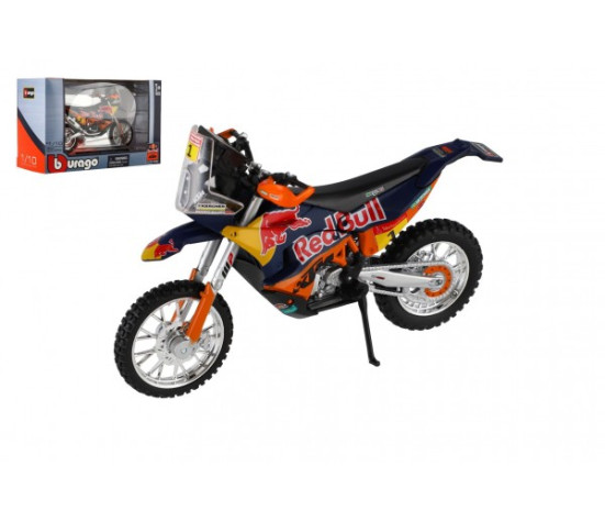 Motorka Bburago Red Bull KTM Rally Dakar 2019 kov/plast 12cm na volný chod v krabičce 17x11cm