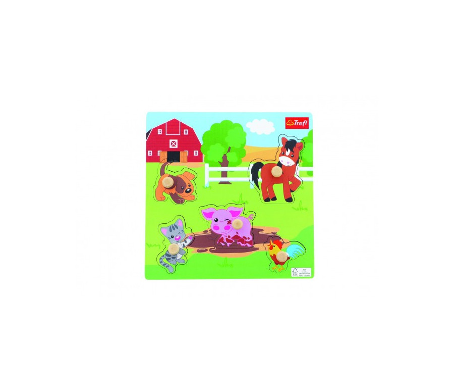 Vkládačka/Puzzle deskové obrysové zvířátka farma 22x22cm ve fólii 18m+