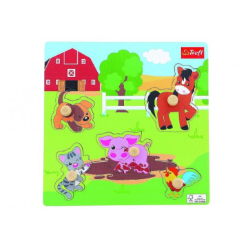 Vkládačka/Puzzle deskové obrysové zvířátka farma 22x22cm ve fólii 18m+