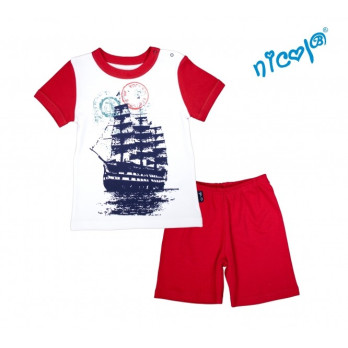 Kojenecké pyžamo krátké Nicol, Sailor - bílé/červené, vel. 86