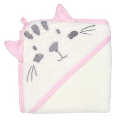 SET osuška,ručník,žínka BAMBUS - natur růžová kočka