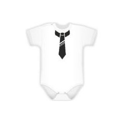 Baby Dejna Body kr. rukávek s potiskem kravaty - bílé, vel. 86