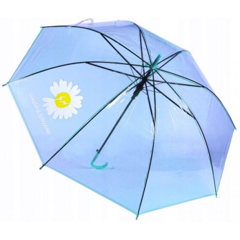 Tulimi Dětský průhledný holový deštník Kopretina - modrý